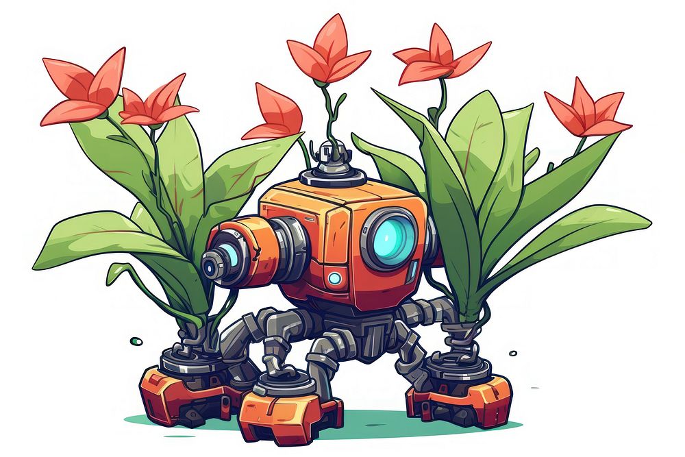 Robotic indoor plant cartoon flower technology.