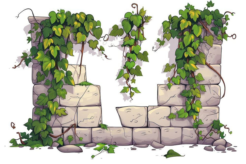Vines cartoon plant wall.