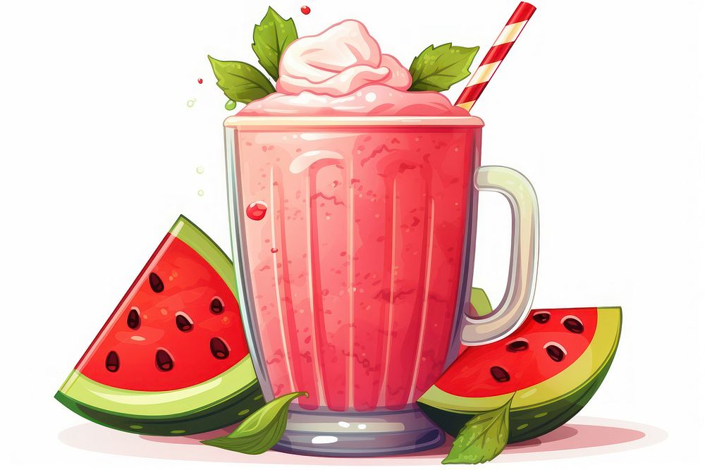 Watermelon smoothie cartoon fruit drink.