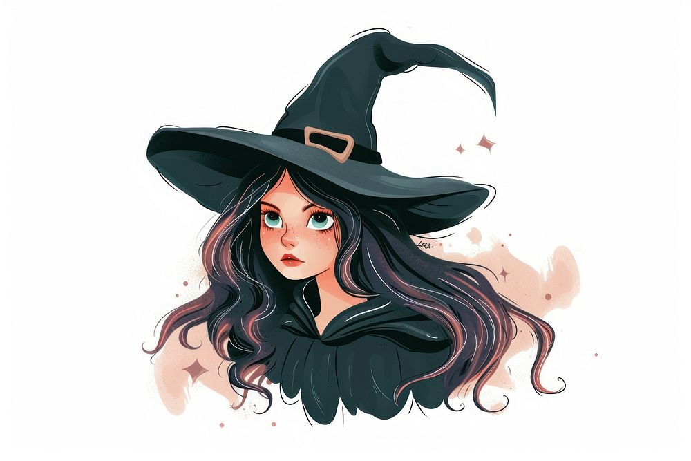 Witch drawing cartoon sketch.