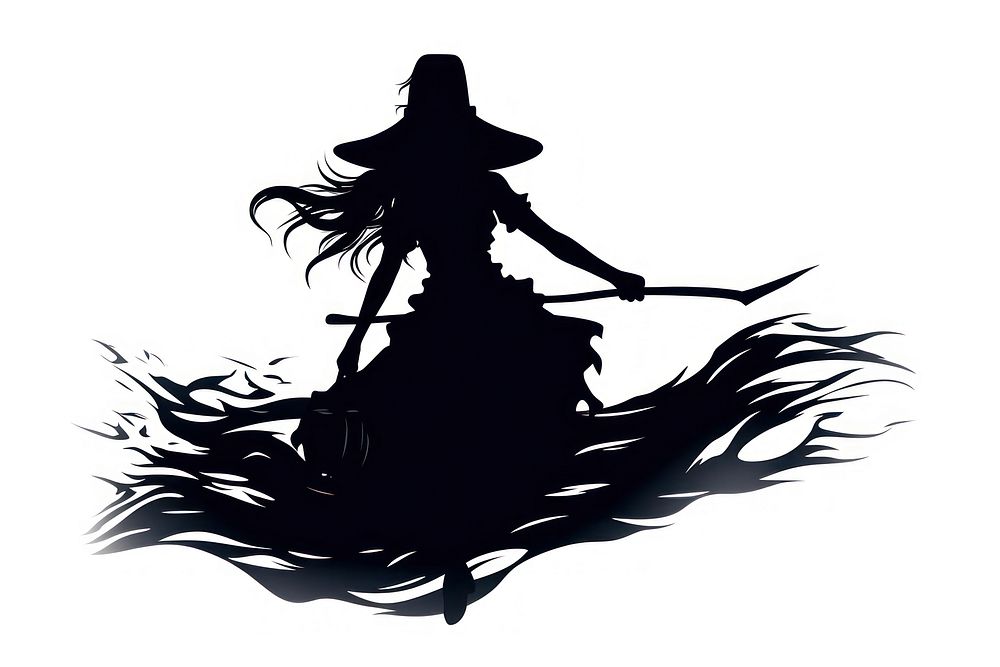 Witch silhouette cartoon adult white background.