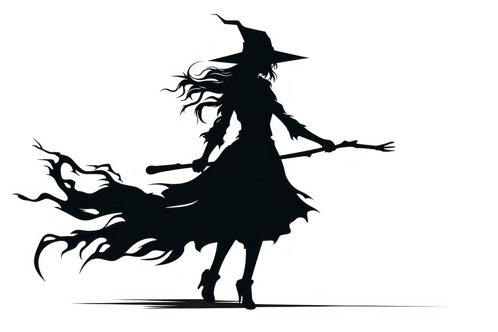 Witch silhouette dancing cartoon adult.