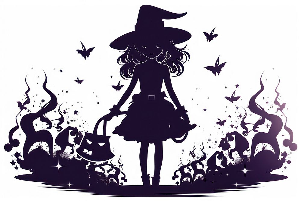 Witch silhouette cartoon adult representation.