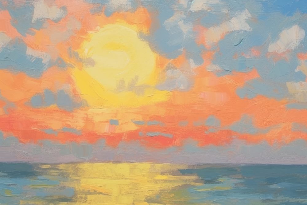 Illustration of a minimal sunset painting outdoors horizon.