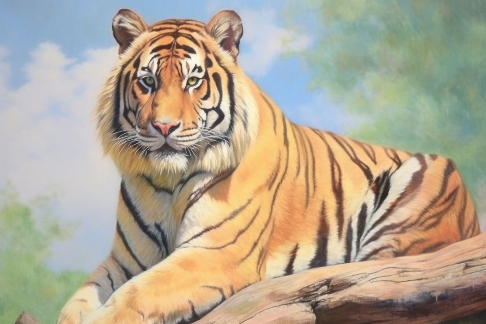 Illustration of a realistic tiger wildlife animal mammal.