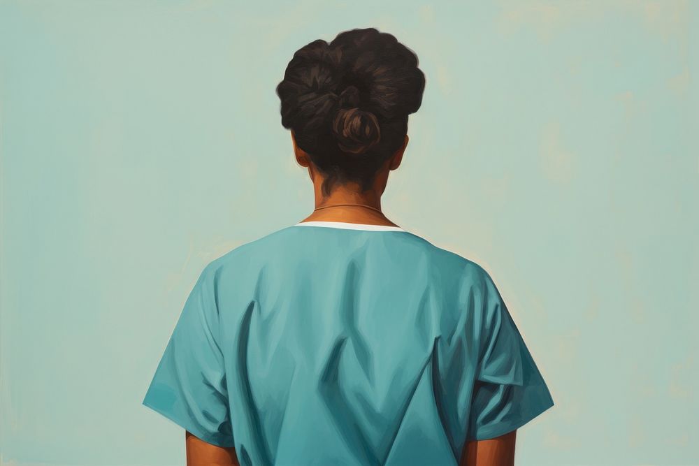 African American woman docter painting adult hairstyle.