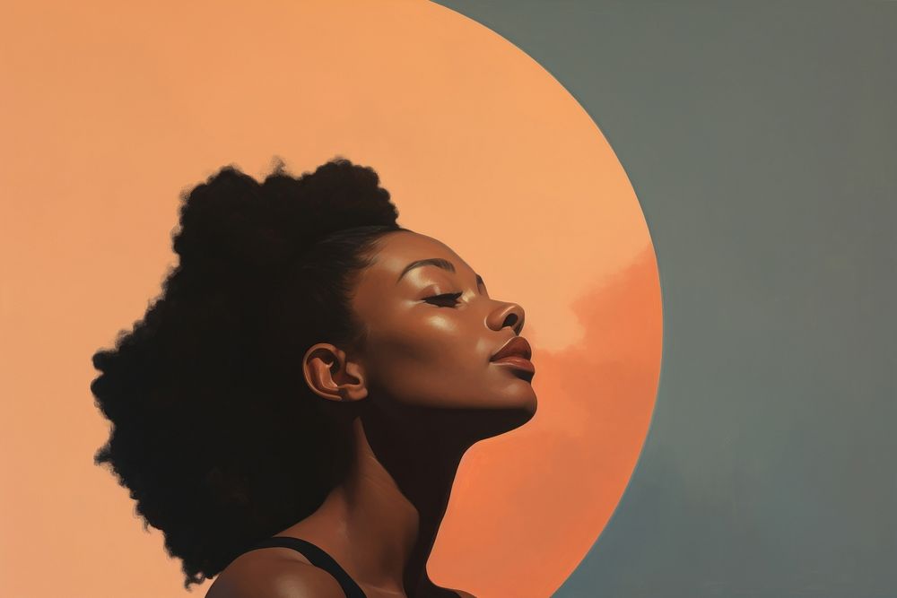 Happy black woman cancer painting portrait adult.