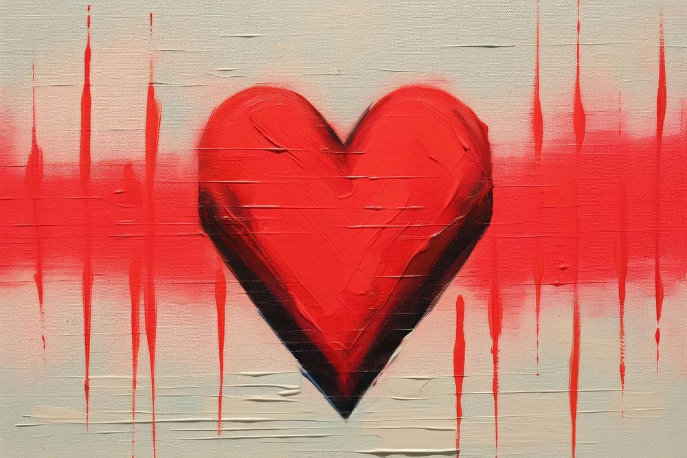 A heart with heart beat EKG graph painting backgrounds creativity.