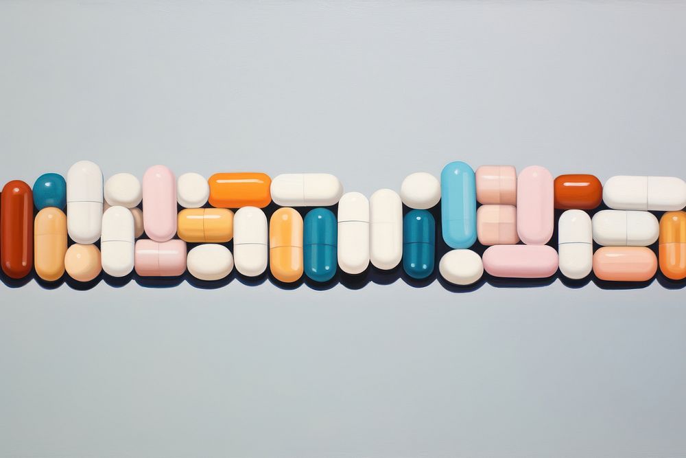 Border of pills capsule medication variation.