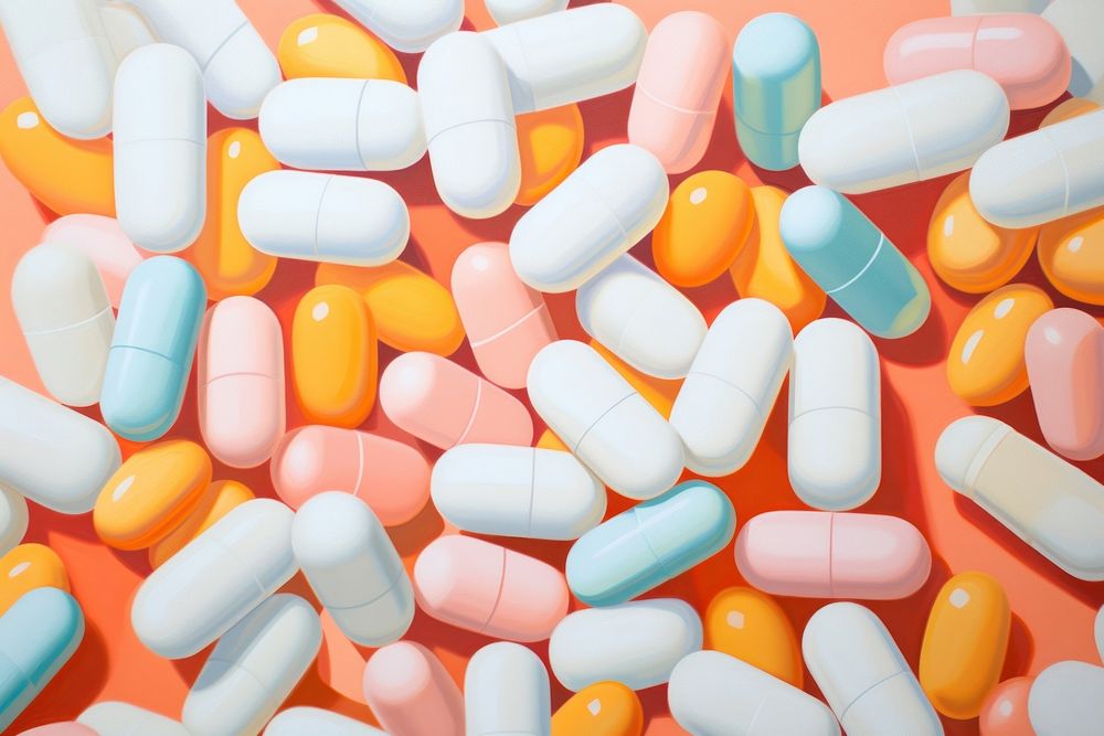 Closeup of pills capsule antioxidant backgrounds.