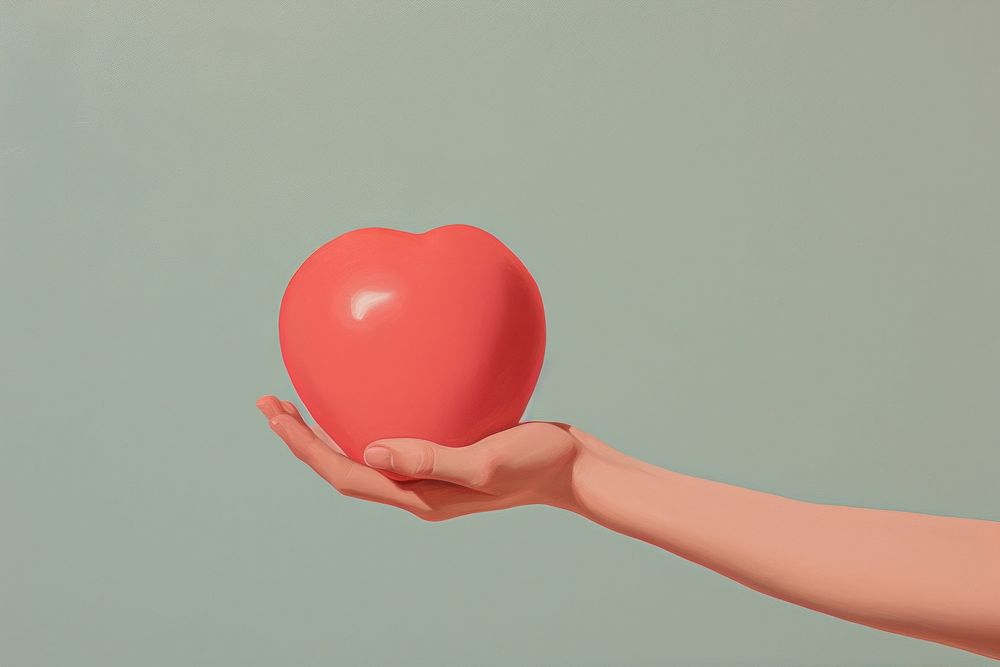 Hand holding heart balloon symbol adult.