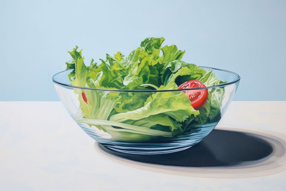 Minimal space salad dish vegetable lettuce plant.
