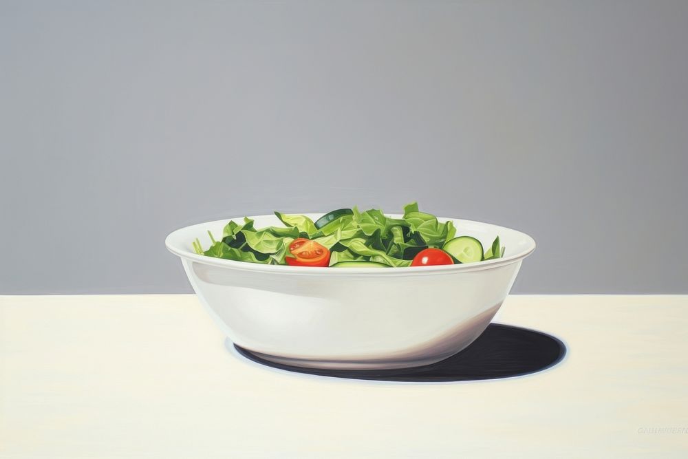 Minimal space salad dish vegetable plate food.