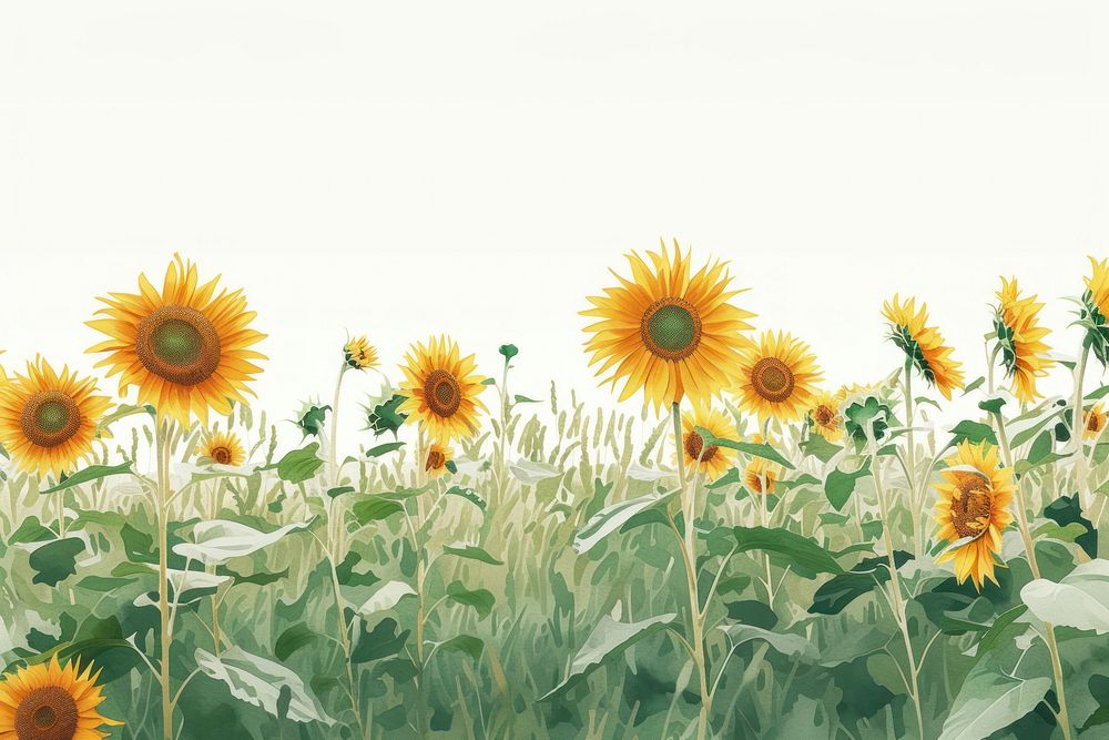 Modern illustration field of sunflower agriculture backgrounds outdoors.