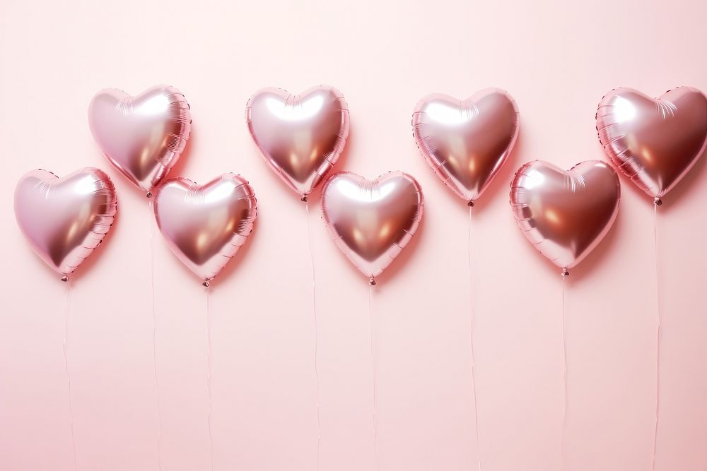  Balloons in the hearts shape balloon backgrounds pink. AI generated Image by rawpixel.