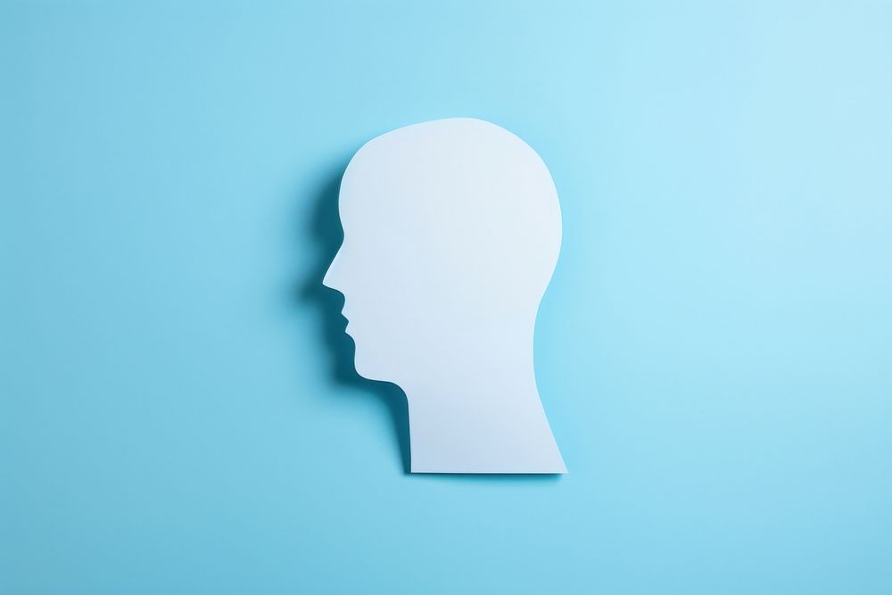 Paper cut as Human Head shape human blue head. AI generated Image by rawpixel.