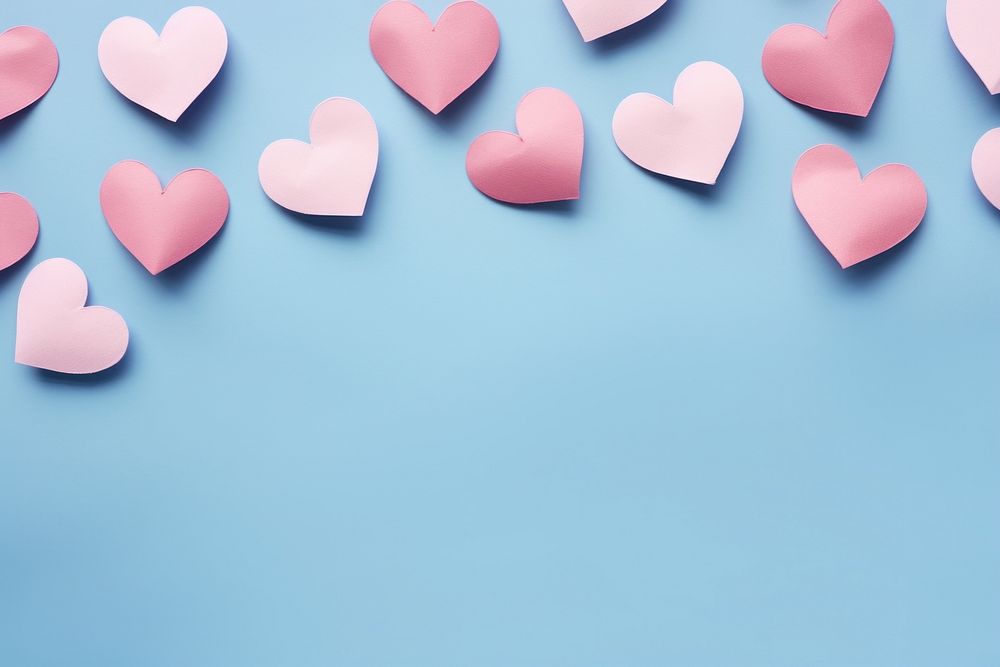  Pink paper hearts pattern backgrounds blue blue background. 