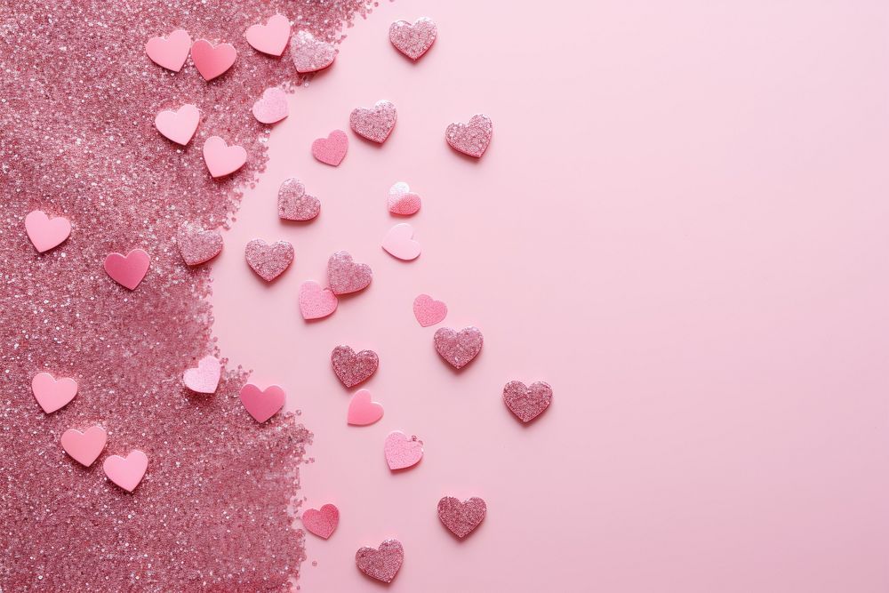  Pink hearts glitter backgrounds petal pink. AI generated Image by rawpixel.