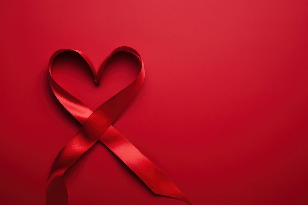  Red ribbon backgrounds heart red. AI generated Image by rawpixel.