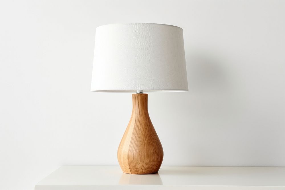 Bedside table lamp lampshade white creativity. AI generated Image by rawpixel.