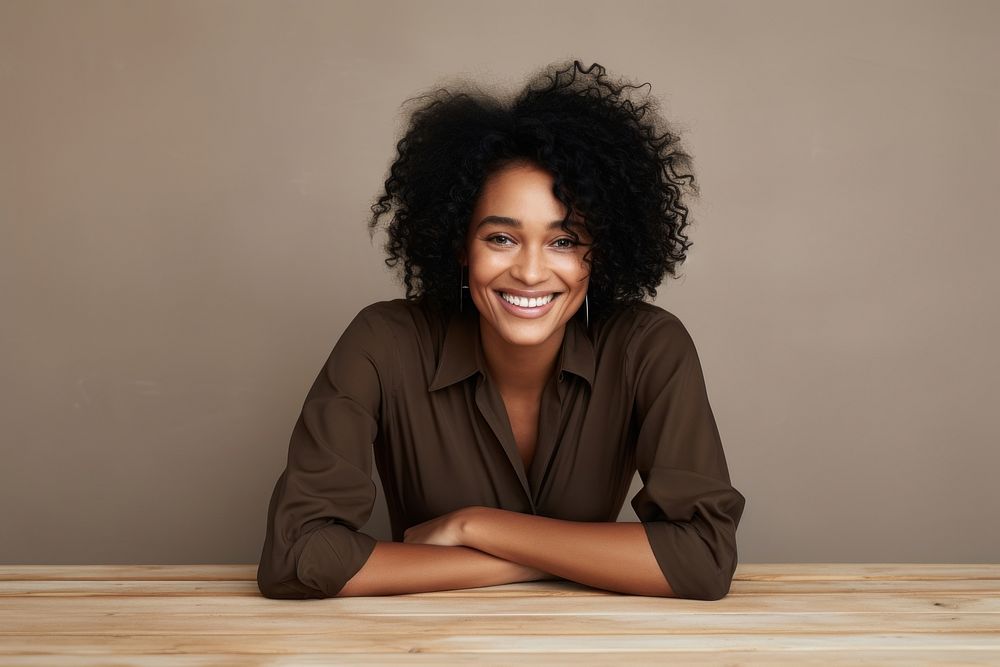 Smiling female table smile. AI generated Image by rawpixel.