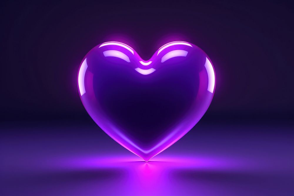  Purple neon heart shape night illuminated. AI generated Image by rawpixel.