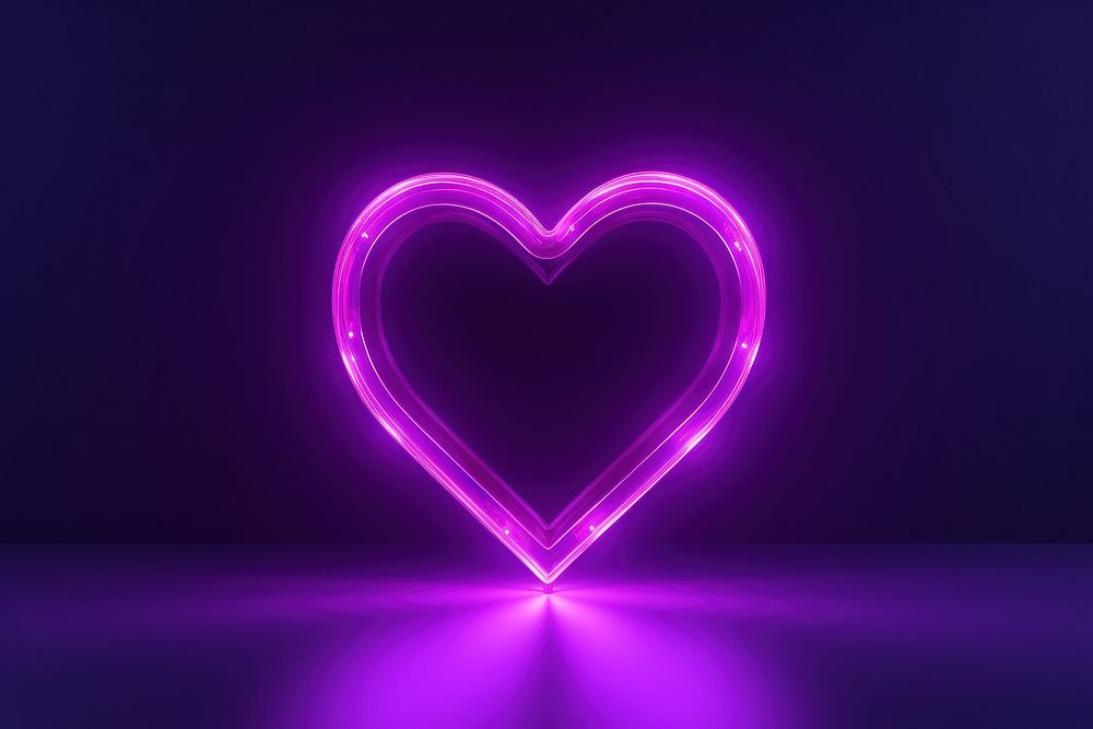  Purple neon heart light shape night. AI generated Image by rawpixel.