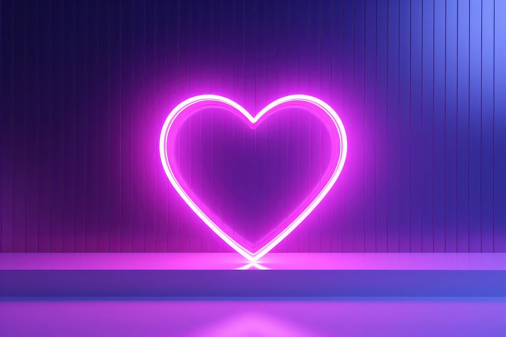  Purple neon heart light shape night. AI generated Image by rawpixel.