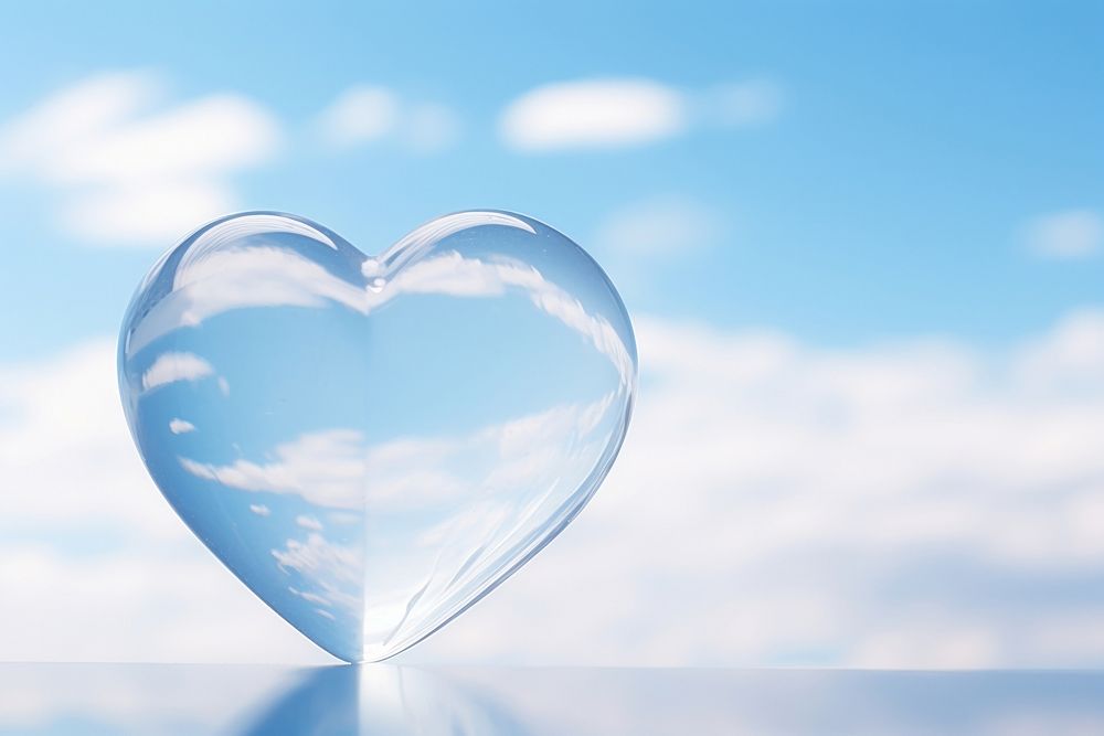  Clear glass heart outdoors nature sky. AI generated Image by rawpixel.