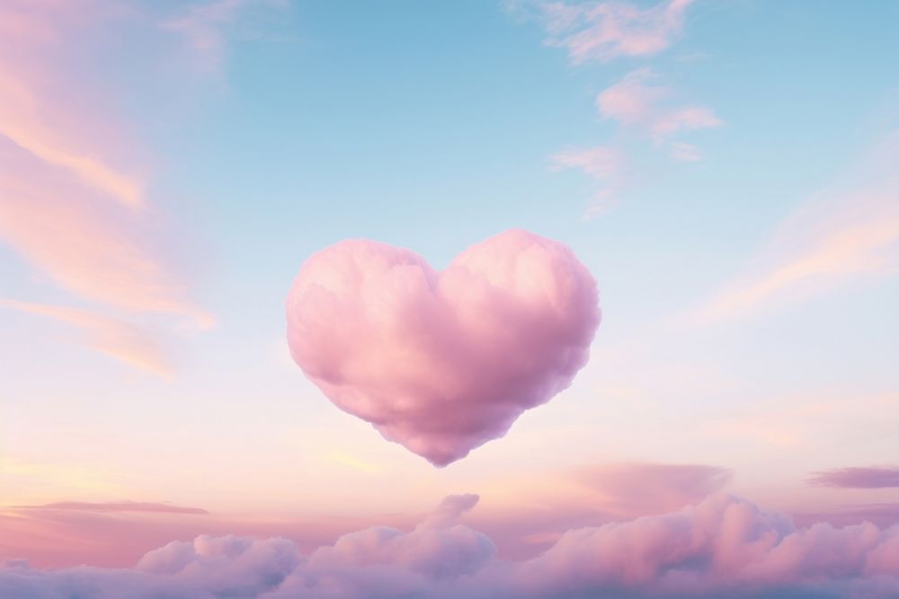  Heart shaped on sky outdoors nature sunset. AI generated Image by rawpixel.