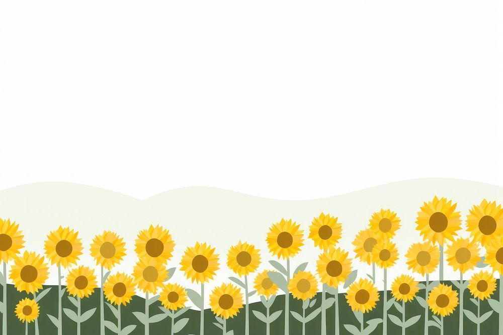 Illustration of sunflower field border plant backgrounds springtime.