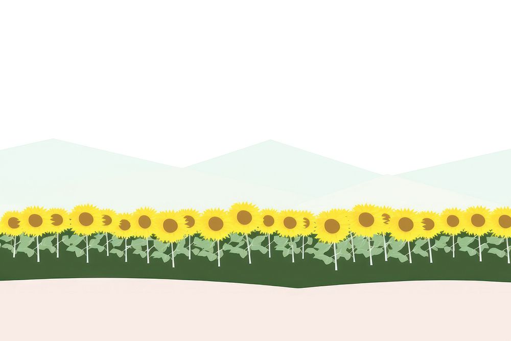 Illustration of sunflower field border plant tranquility agriculture.