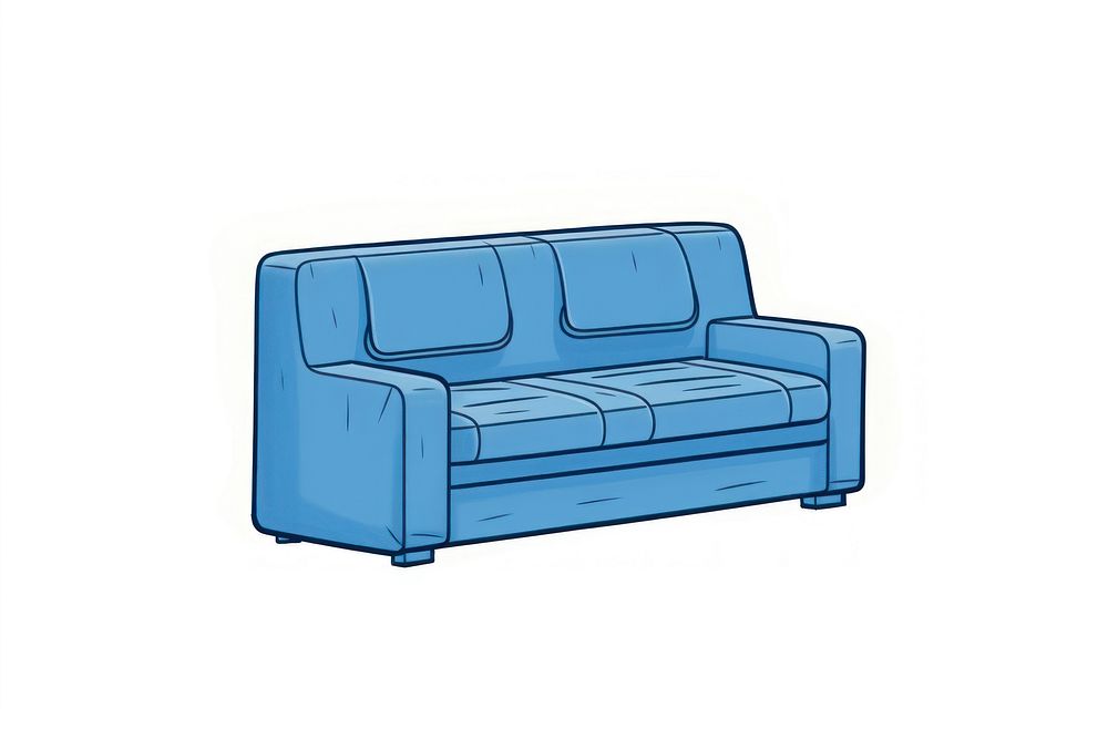 A blue sofa icon furniture cushion drawing.