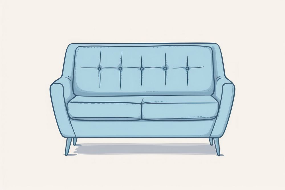 A blue sofa icon furniture drawing chair.