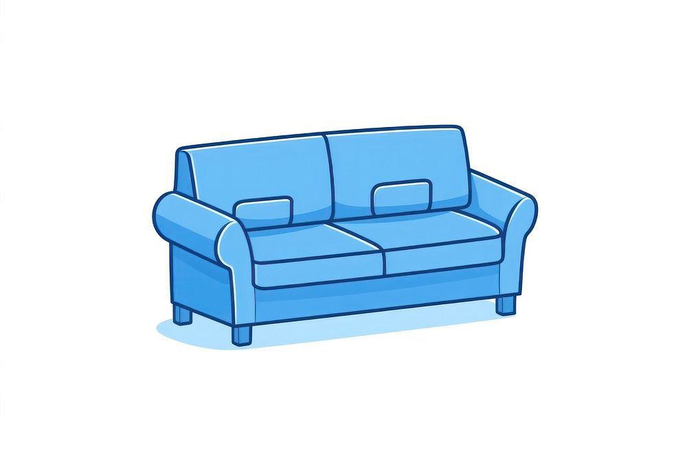 A blue sofa icon furniture drawing shape.