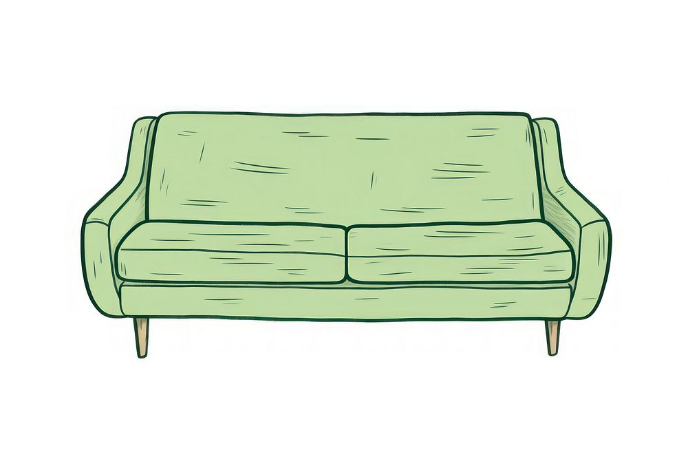 A green sofa icon furniture cushion drawing.