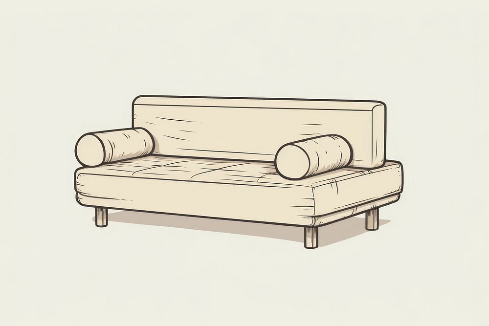 A sofa bed icon drawing furniture sketch.
