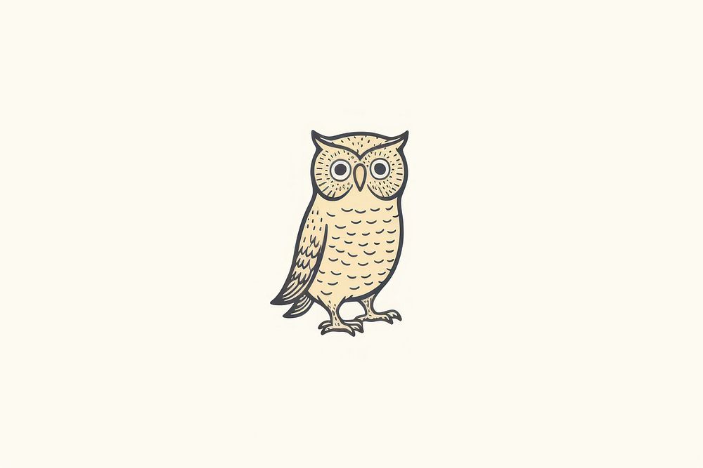 An owl walking icon drawing animal sketch.