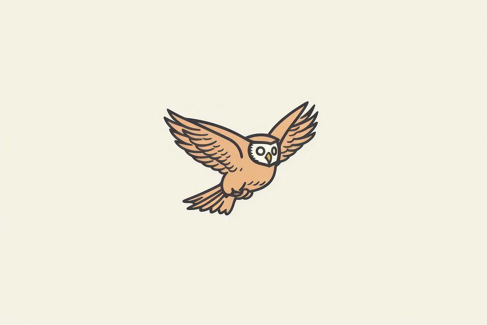 An owl flying icon drawing animal bird.