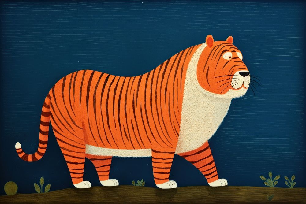 Tiger painting cartoon animal.