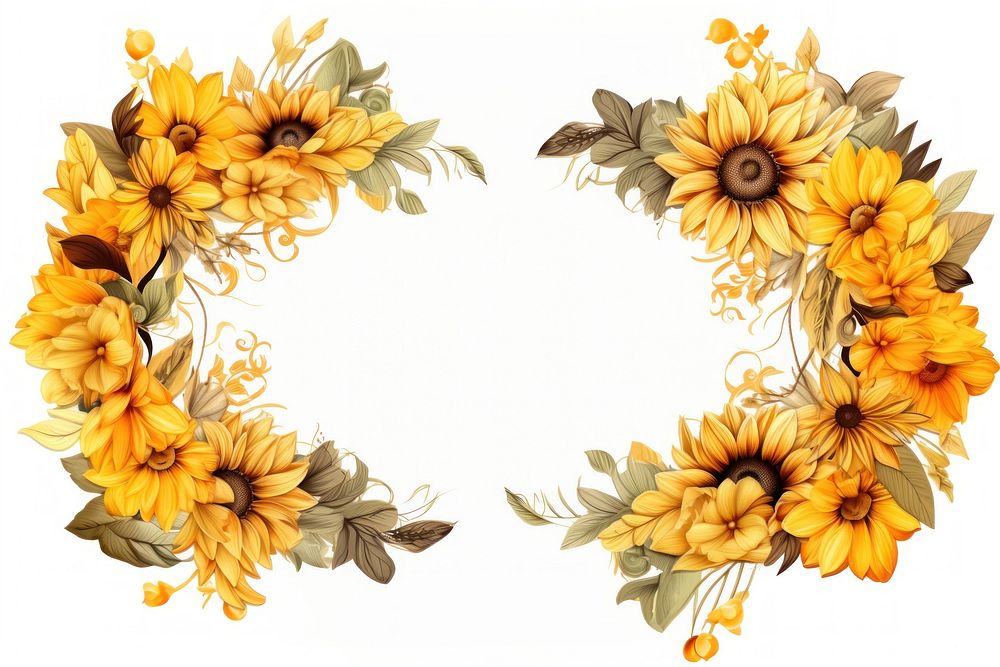 Sunflower ornament frame graphics pattern plant.