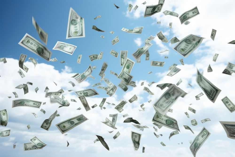 Floating money backgrounds dollar investment.