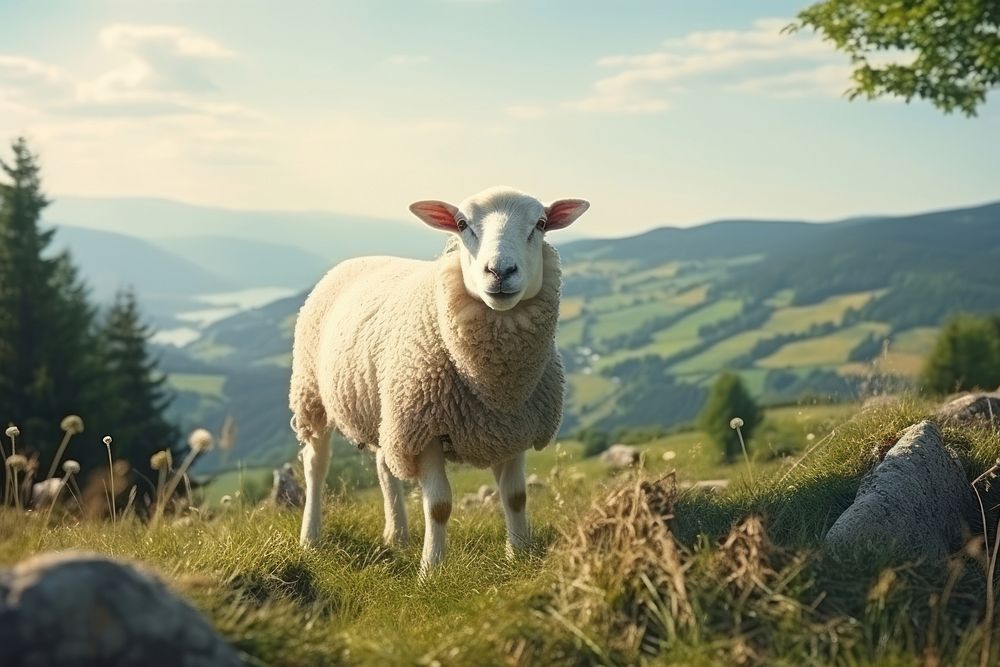 Sheep landscape livestock outdoors.