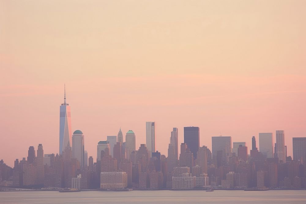 Aesthetic sunset in newyork landscape wallpaper architecture cityscape outdoors.