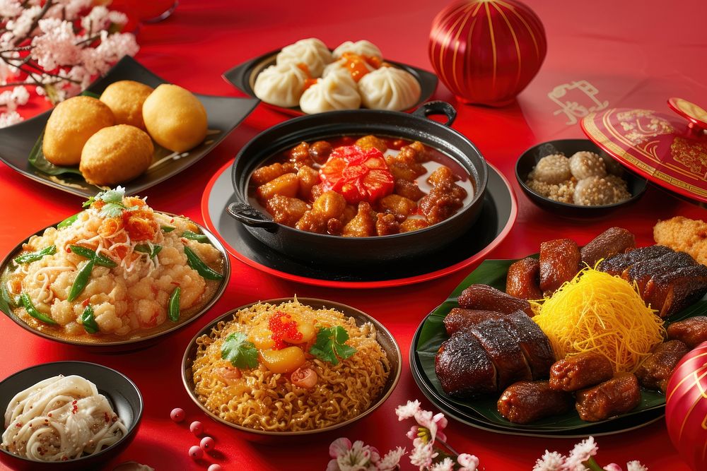Chinese New Year food table plate.