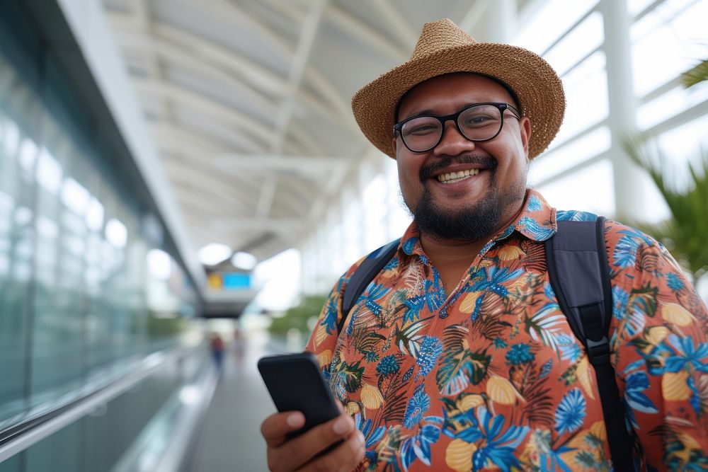 Happy Samoan man portrait glasses smiling.