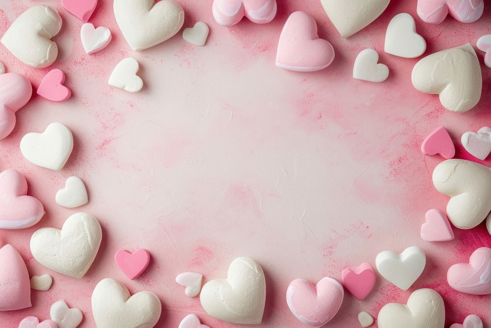 Pink and white hearts backgrounds dessert candy.
