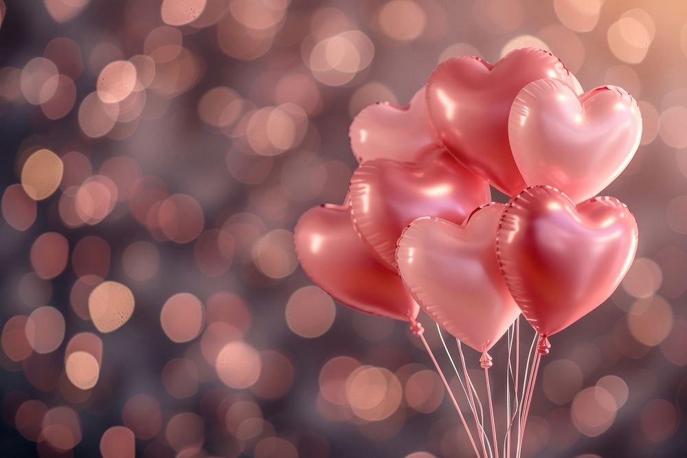 Balloons air heart shape love pink illuminated.