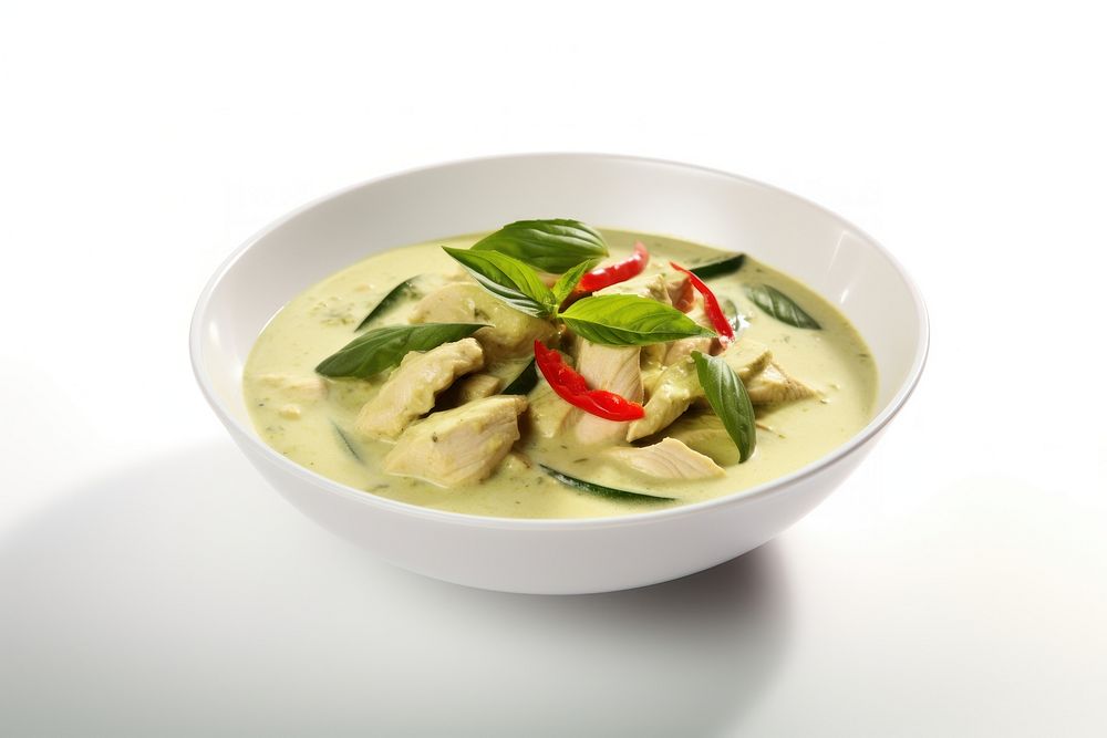 Thai green curry plate food meal.