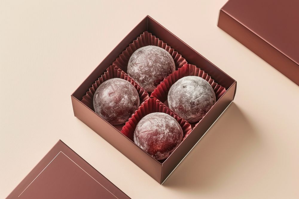 Red bean mochi box chocolate dessert.